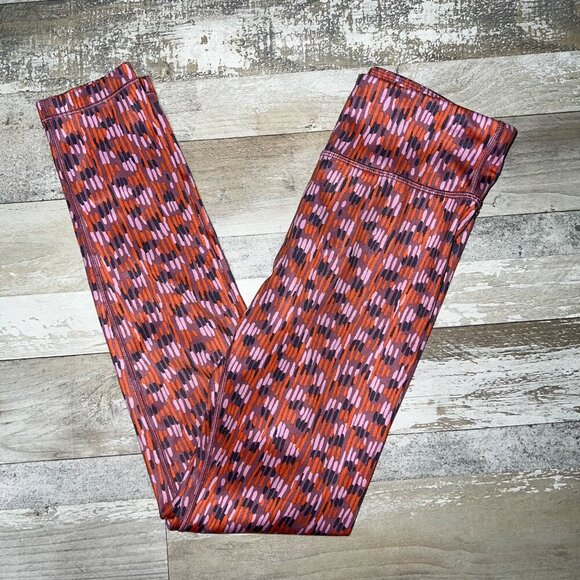 Athleta Girl High Rise Printed Chit Chat Leggings Pink/Orange/Purple Size L/12 - Picture 2 of 6